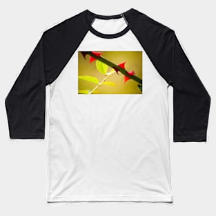 Lime green rose leaves with red thorns Baseball T-Shirt